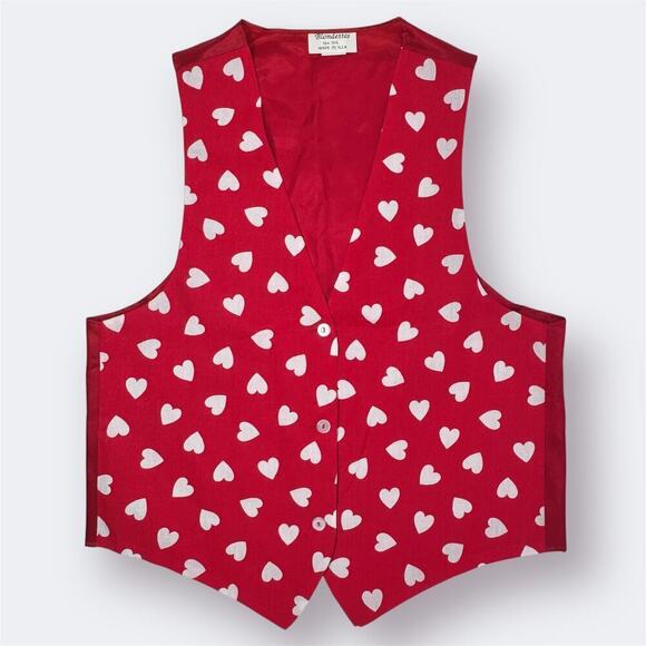 Vintage Blondettes Red White Hearts Valentine's Day Vest OSFM Measures Like Med - Picture 11 of 11